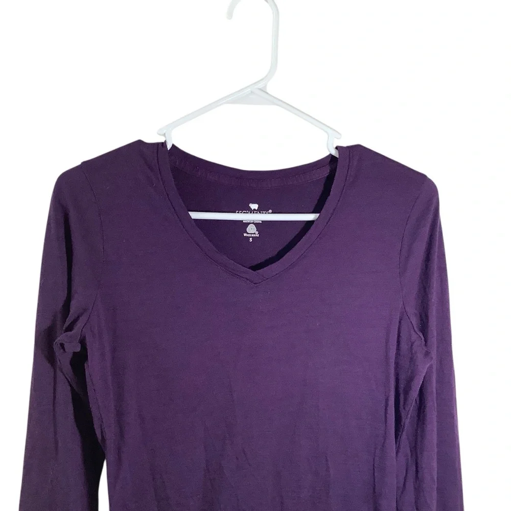 Seg’ments Women’s Merino Wool V-Neck Long Sleeve Top - Purple Baselayer - Picture 3 of 7